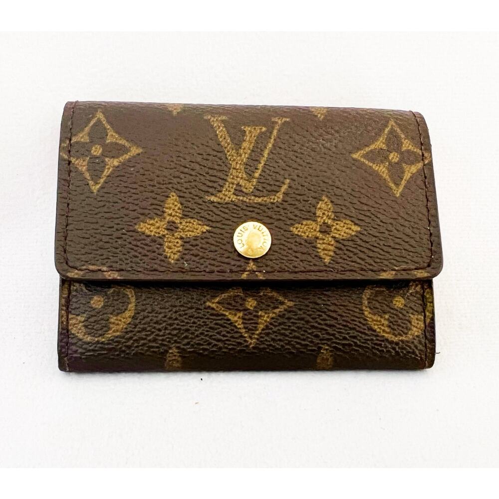 Louis Vuitton Monogram Porte Monnaie Plat Coin/Card Wallet #MI0092